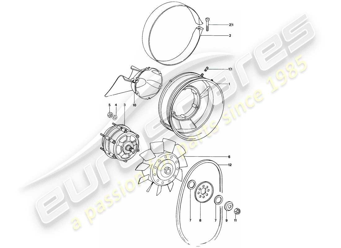 porsche 1971 (914) diagramma delle parti del raffreddamento ad aria