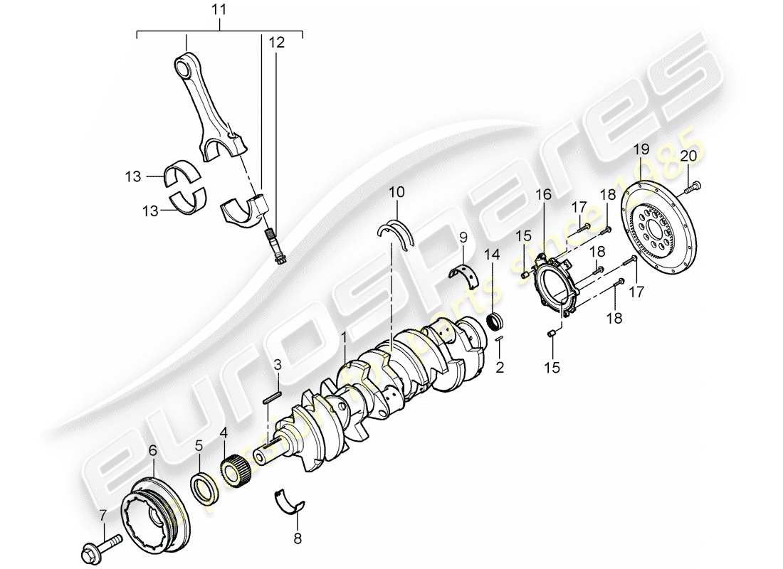 porsche 2005 (carrera gt) albero motore - bielle diagramma delle parti