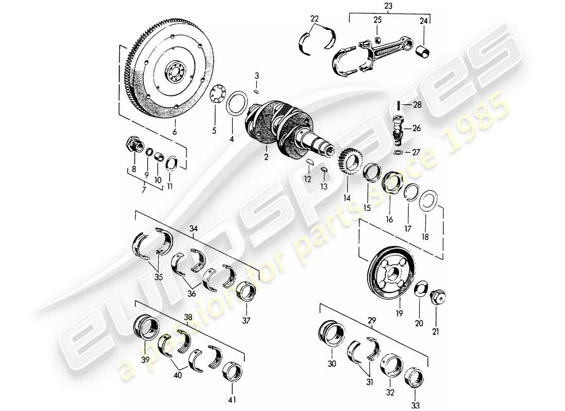 porsche 1961 (356b/356c) albero a gomiti diagramma delle parti