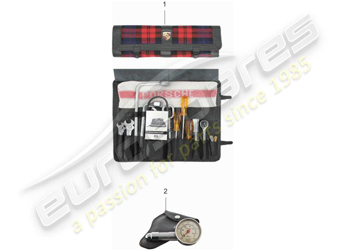 porsche 1976 (911) borsa kit attrezzi diagramma delle parti