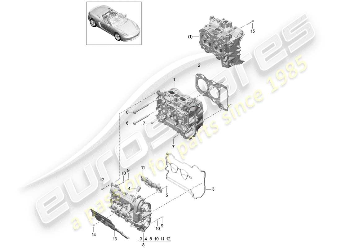 porsche 2017 (718 boxster) testata diagramma delle parti