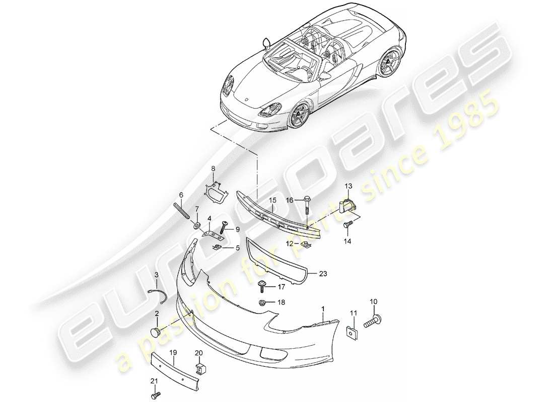 porsche 2004 (carrera gt) paraurti diagramma delle parti