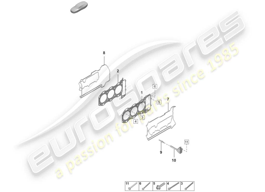 porsche 2020 (992-1) testata diagramma delle parti