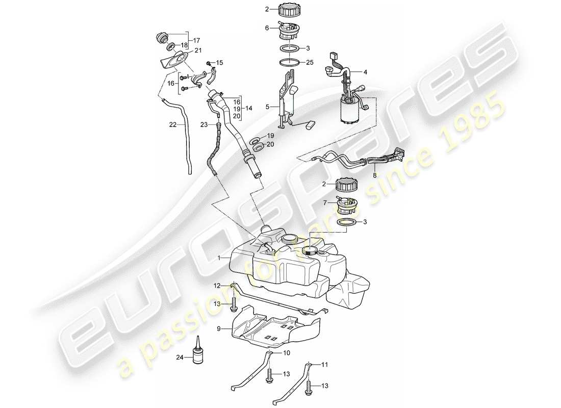 porsche 2008 (997-1 gt3) serbatoio di carburante diagramma delle parti