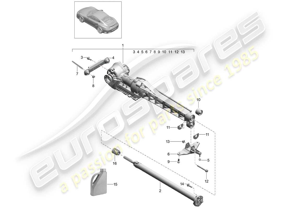 porsche 991 turbo (2020) differenziale assale anteriore schema delle parti