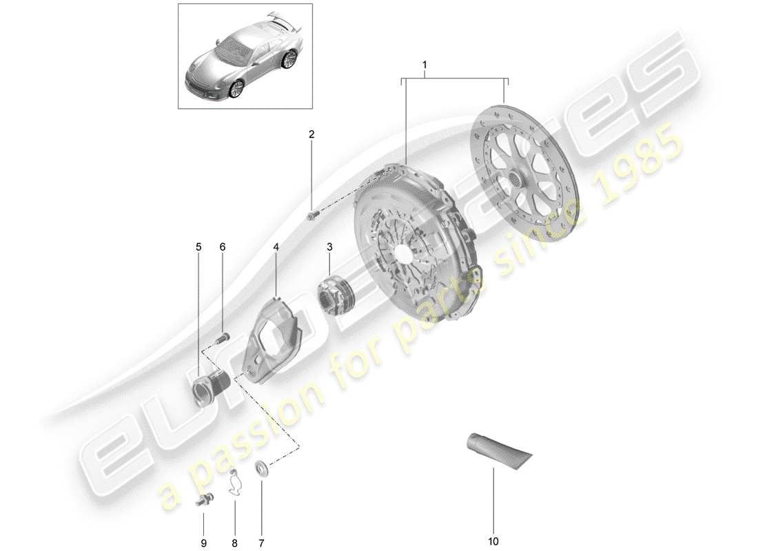 porsche 2018 (991-2 r/gt3/rs) frizione diagramma delle parti