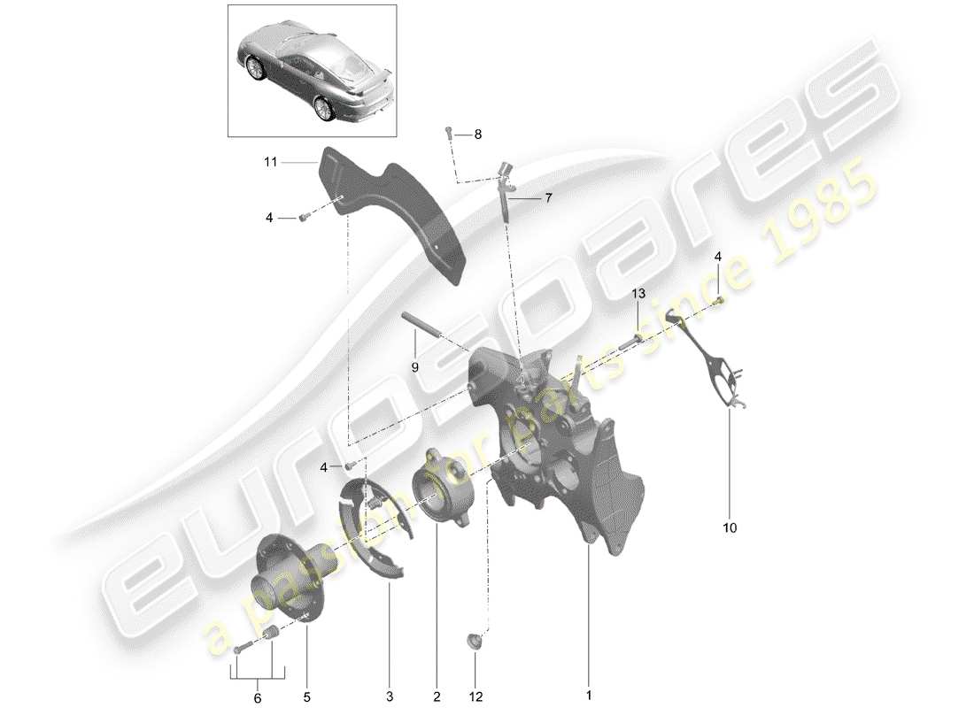 porsche 2016 (991-1 r/gt3/rs) asse posteriore diagramma delle parti