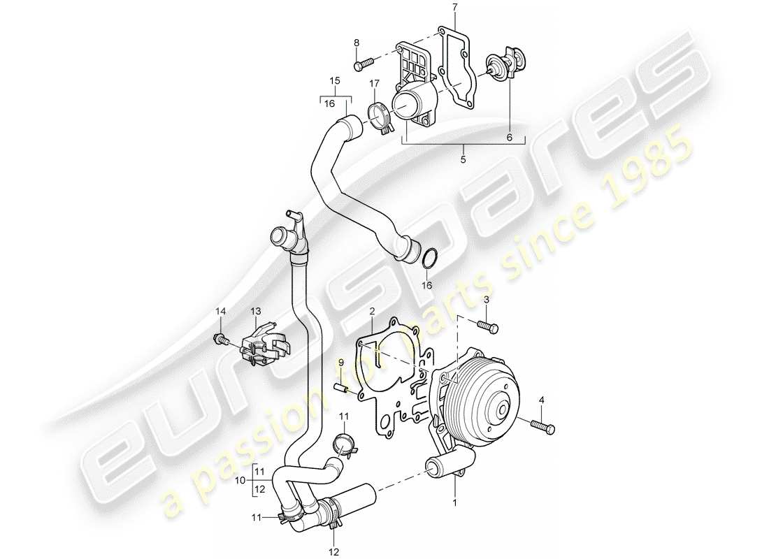 porsche 2007 (997-1) pompa dell'acqua diagramma delle parti