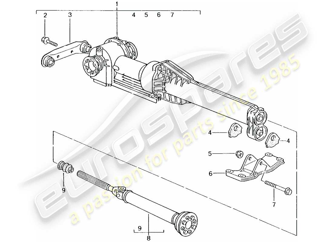 porsche 2003 (996 turbo / gt2) differenziale assale anteriore - albero elica schema delle parti