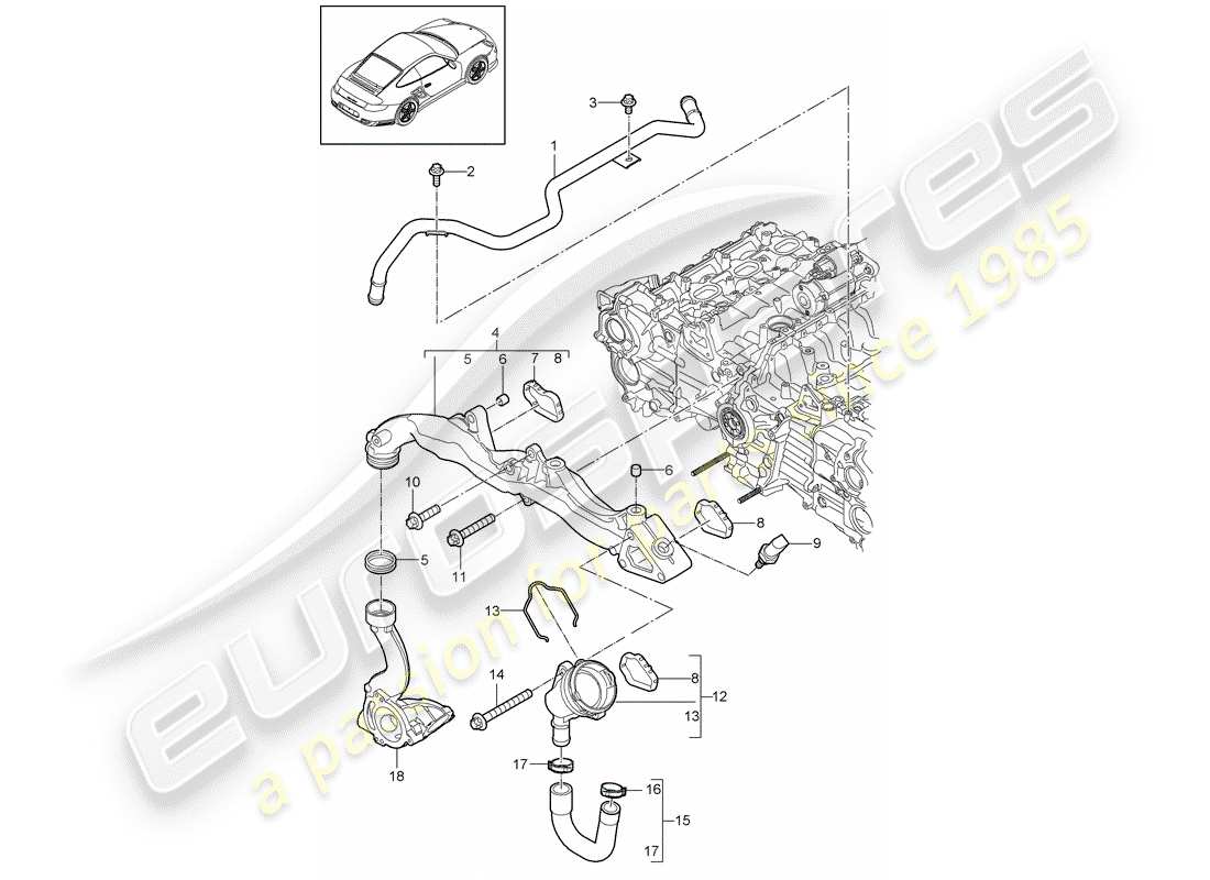 porsche 2012 (997-2 turbo / gt2 rs) sottotelaio diagramma delle parti