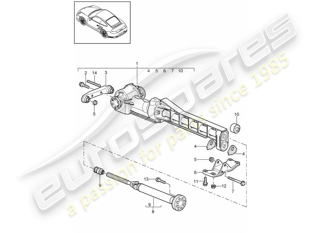 porsche 2012 (997-2 turbo / gt2 rs) differenziale assale anteriore diagramma delle parti