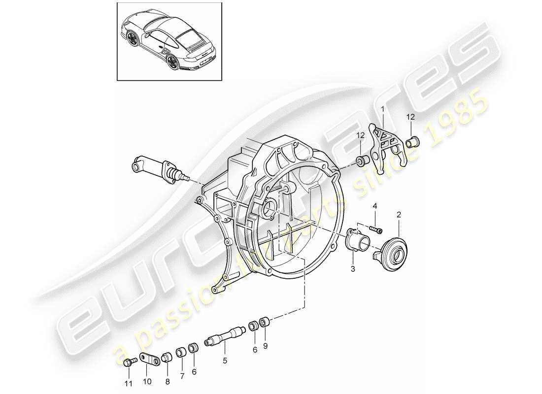 porsche 2012 (997-2 turbo / gt2 rs) rilascio della frizione diagramma delle parti