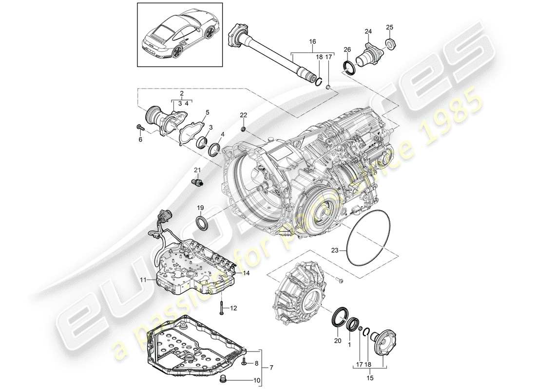 porsche 2011 (997-2 turbo / gt2 rs) - pdk - diagramma delle parti