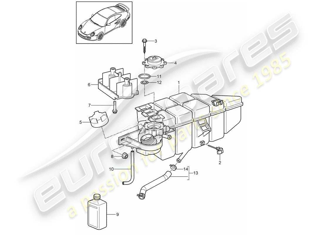 porsche 2013 (997-2 turbo / gt2 rs) raffreddamento ad acqua 4 diagramma delle parti