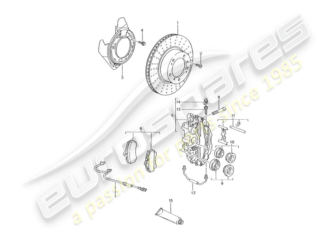 porsche 2004 (986 boxster) freno a disco assale posteriore diagramma delle parti
