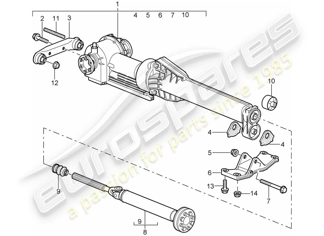 porsche 2003 (996 turbo / gt2) differenziale assale anteriore - albero elica schema delle parti