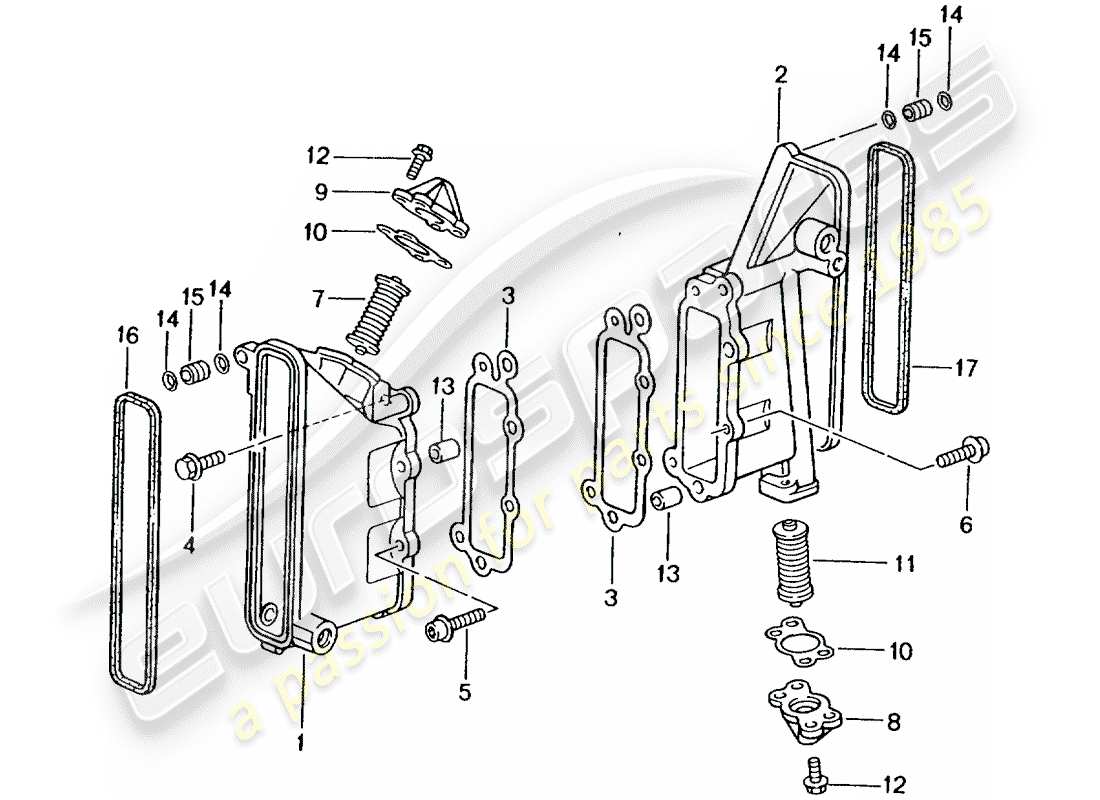porsche 2003 (996 turbo / gt2) carter catena - tenditore - catena schema parte