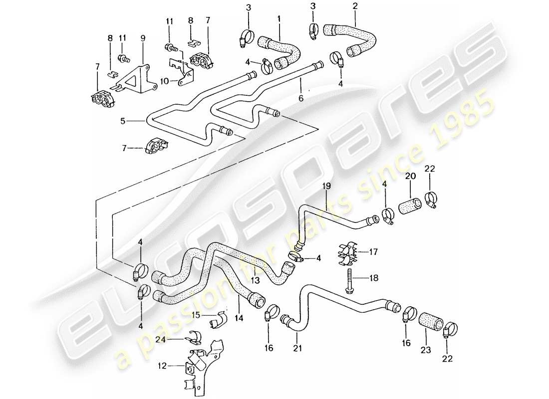 porsche 2003 (996 turbo / gt2) linee - riscaldatore diagramma delle parti