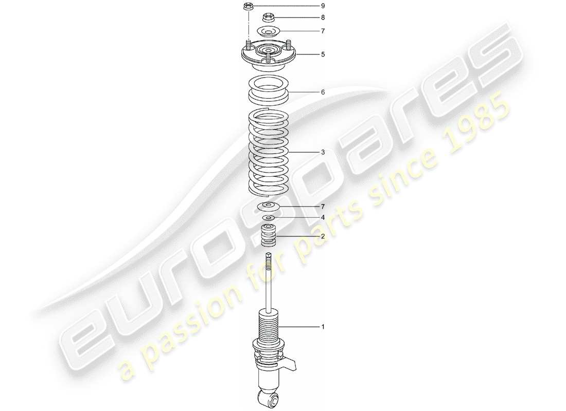 porsche 2004 (996 turbo / gt2) ammortizzatore - molla eolica diagramma delle parti