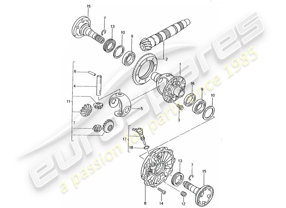 porsche 2004 (986 boxster) differenziale diagramma delle parti