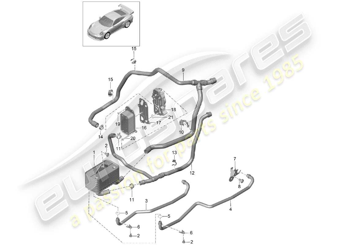 porsche 991 turbo (2020) - pdk - diagramma delle parti