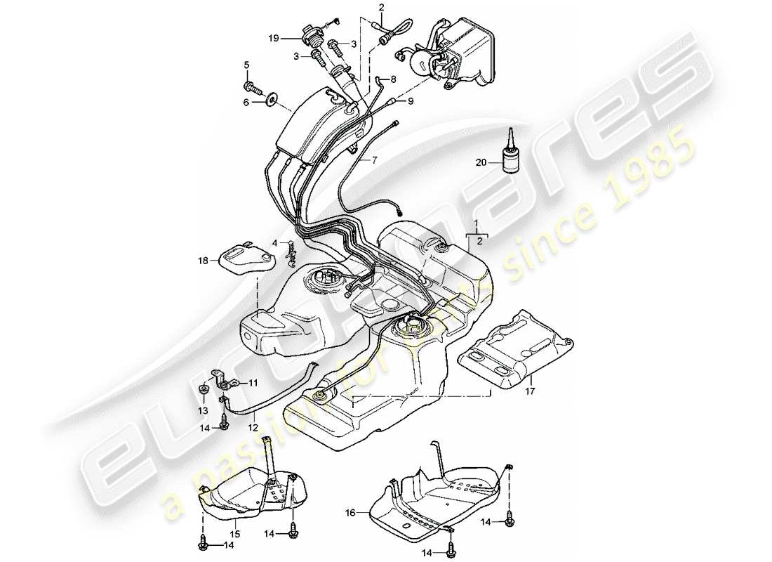 porsche 2004 (cayenne e1 9pa) diagramma delle parti del serbatoio del carburante