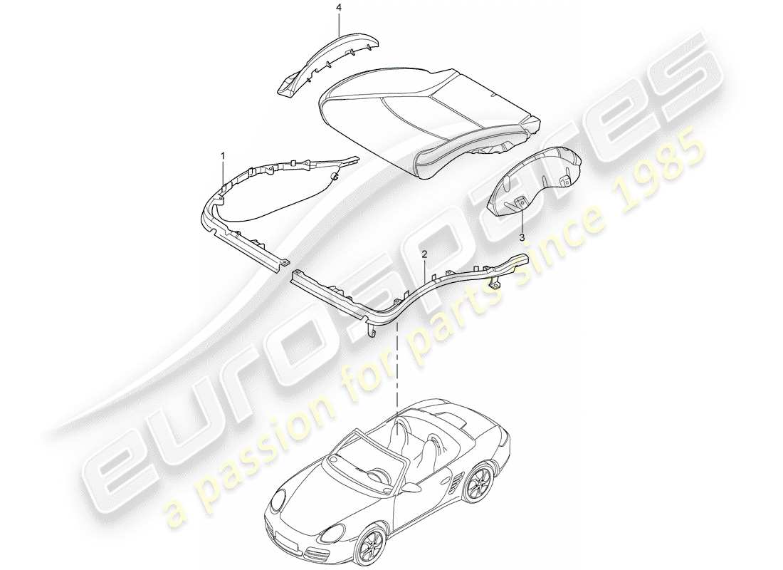 porsche 2010 (987 boxster) porta cuscino diagramma delle parti