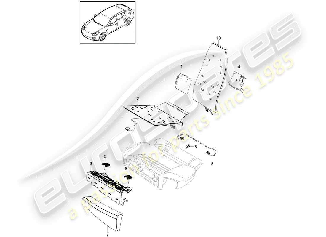 porsche 2010 (panamera 970) regolazione del supporto lombare diagramma delle parti