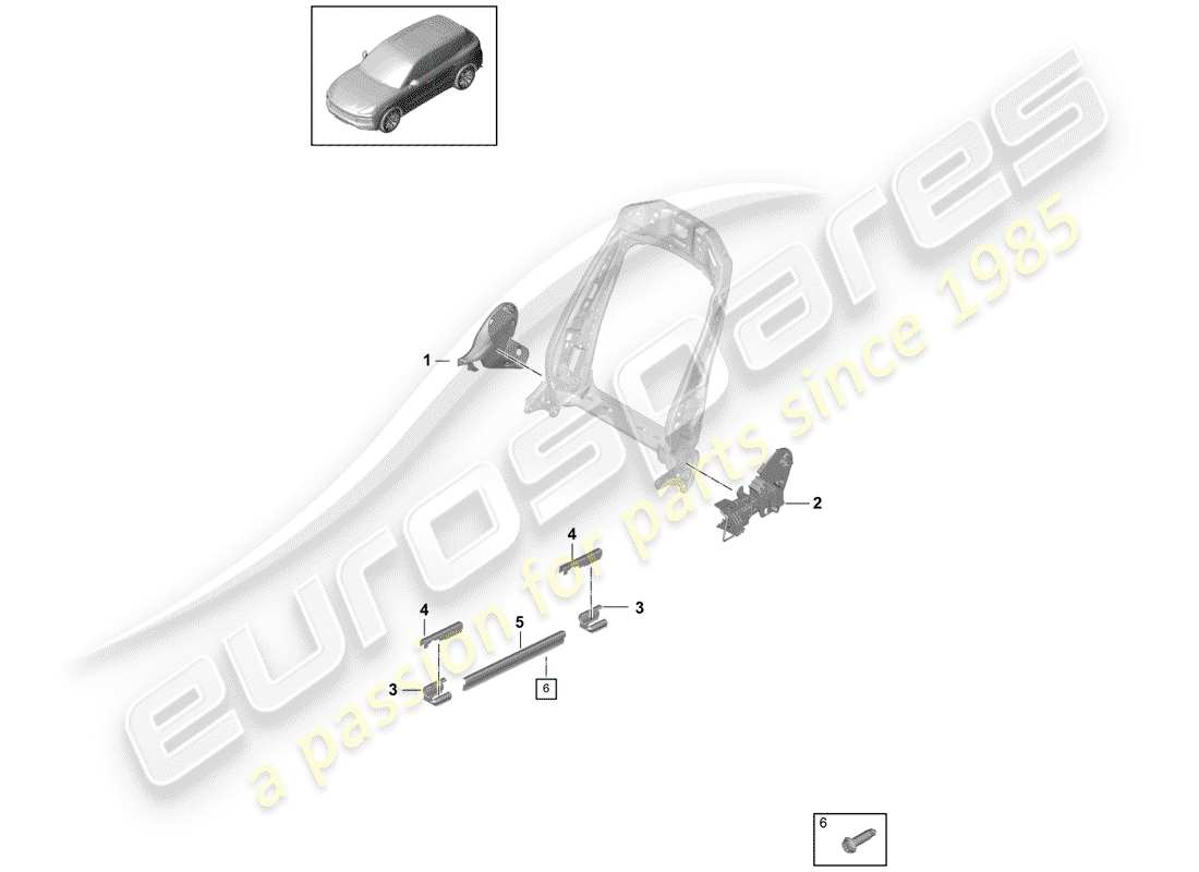 porsche 2019 (cayenne e3 9ya/9yb) posto a sedere diagramma delle parti