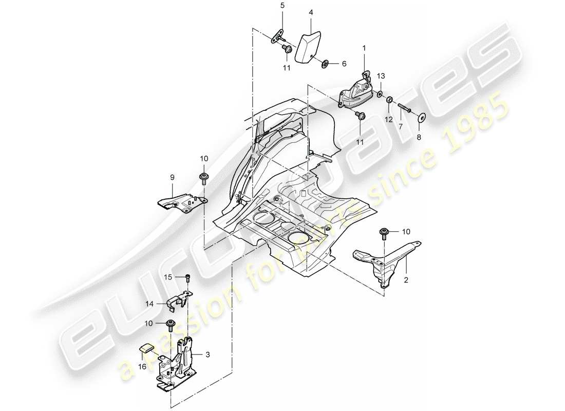 porsche 2010 (cayenne e1 9pa) supporto del sedile diagramma delle parti