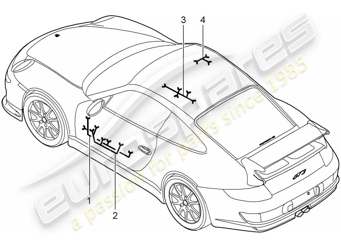 porsche 2007 (997-1 gt3) cablaggi diagramma delle parti