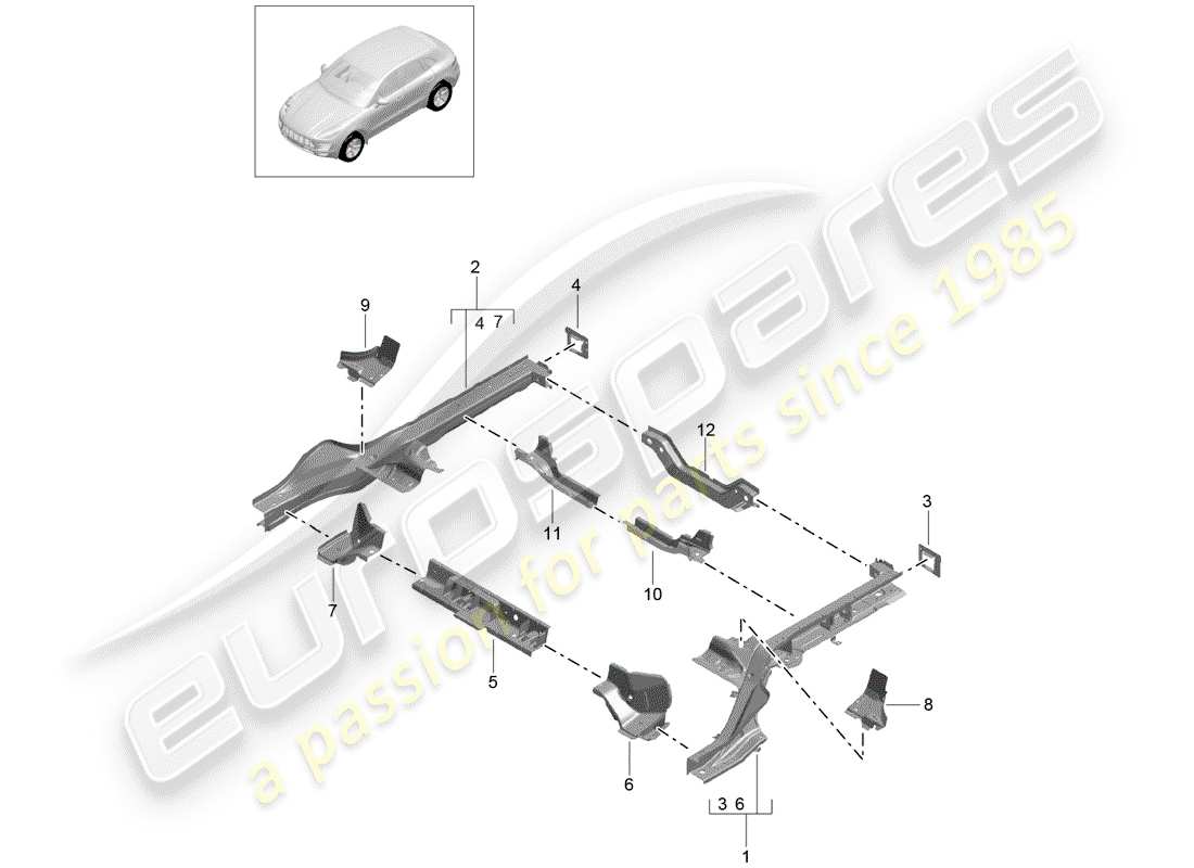 porsche 2015 (macan) telaio diagramma delle parti