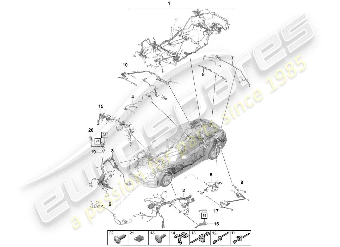 porsche 2019 (panamera 971-1) cablaggi diagramma delle parti