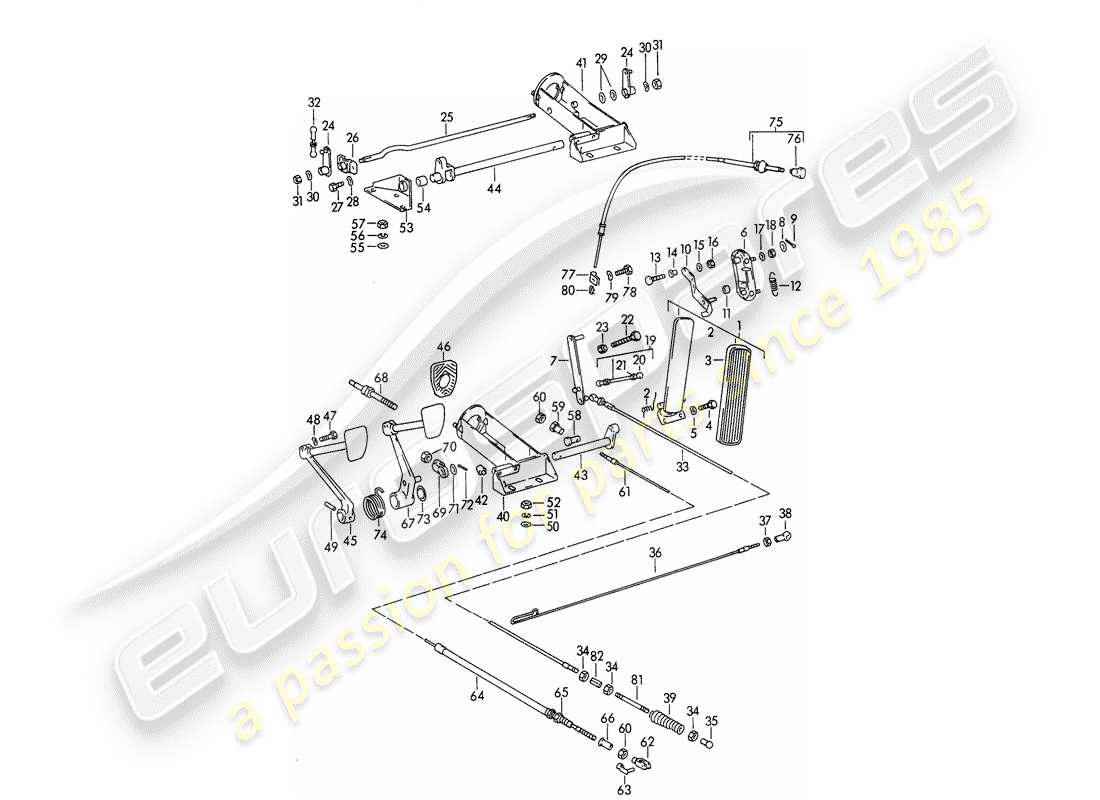 porsche 1963 (356b/356c) pedali diagramma delle parti