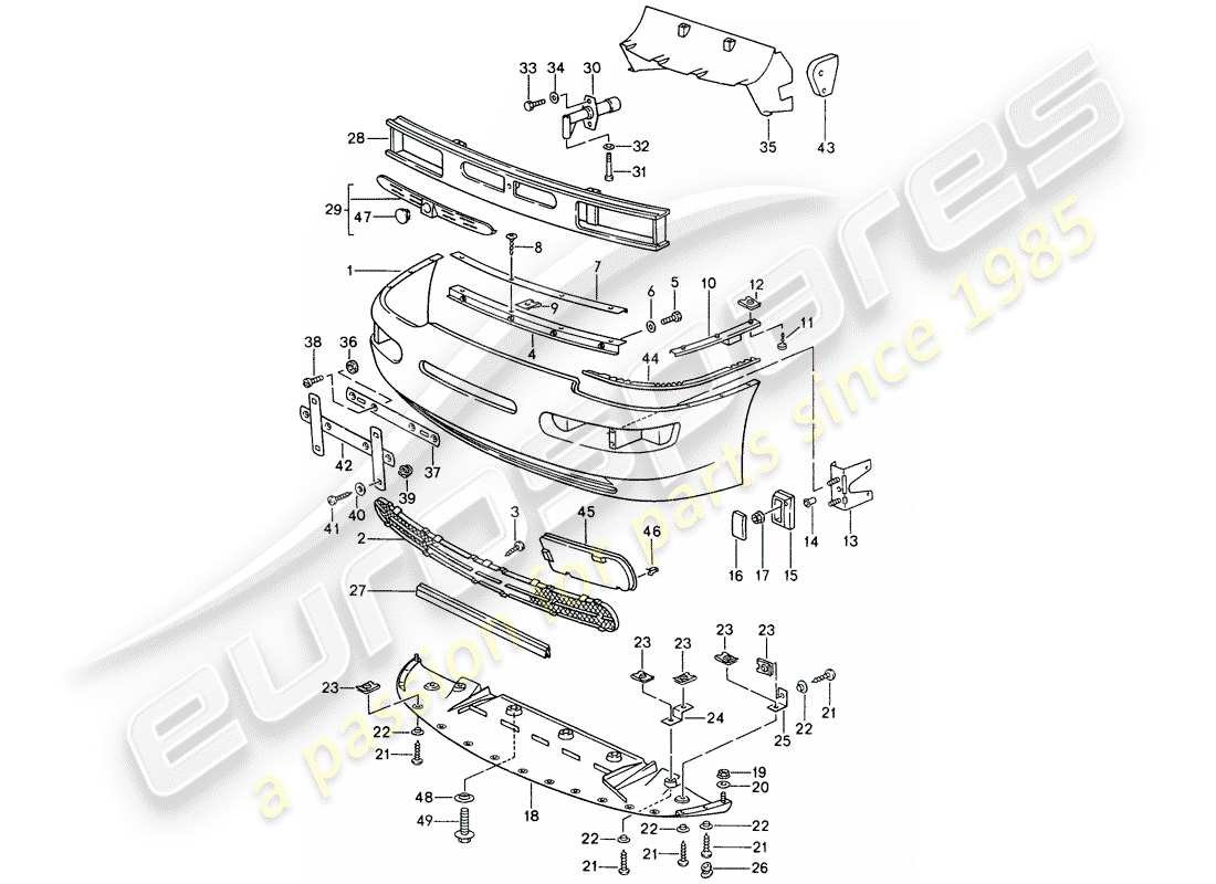 porsche 1992 (968) copertura per paraurti - paraurti diagramma delle parti