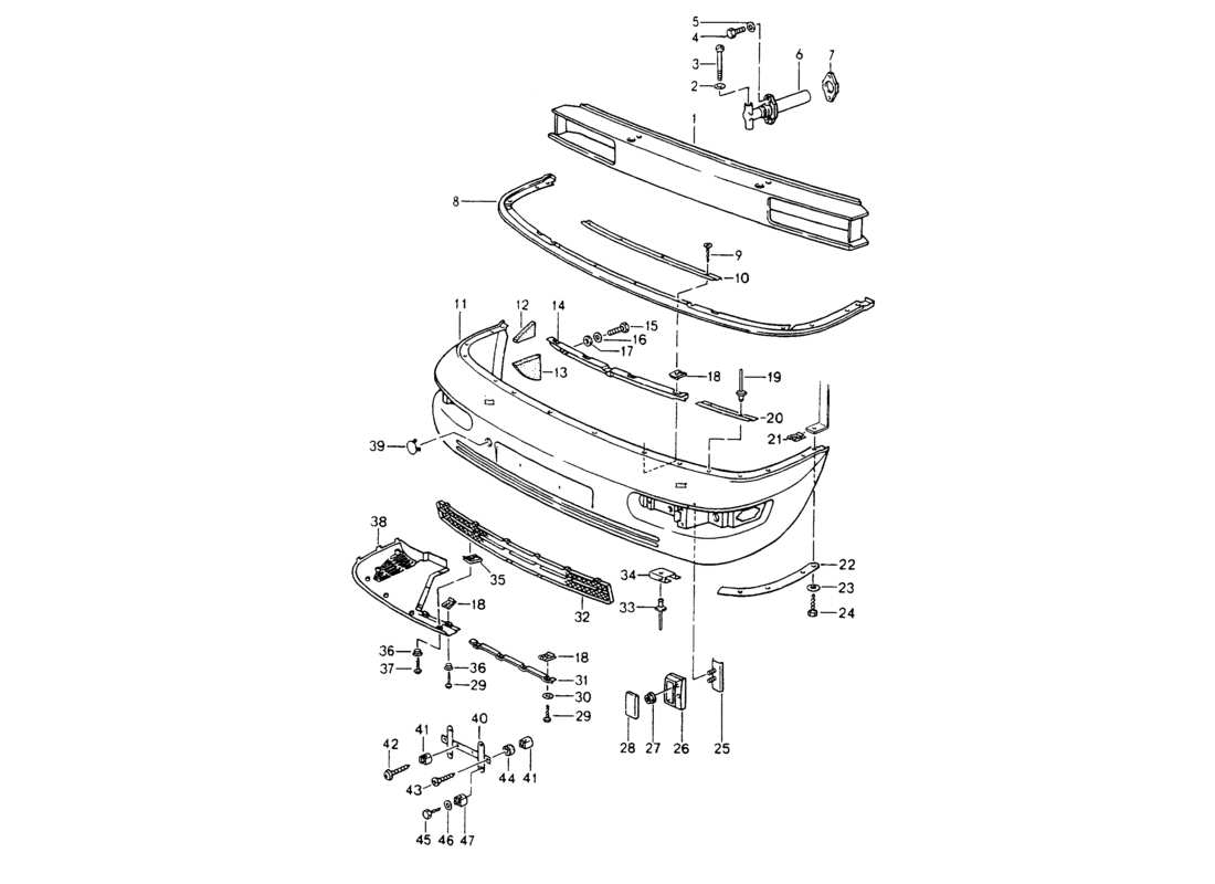 porsche 1994 (964) paraurti diagramma delle parti