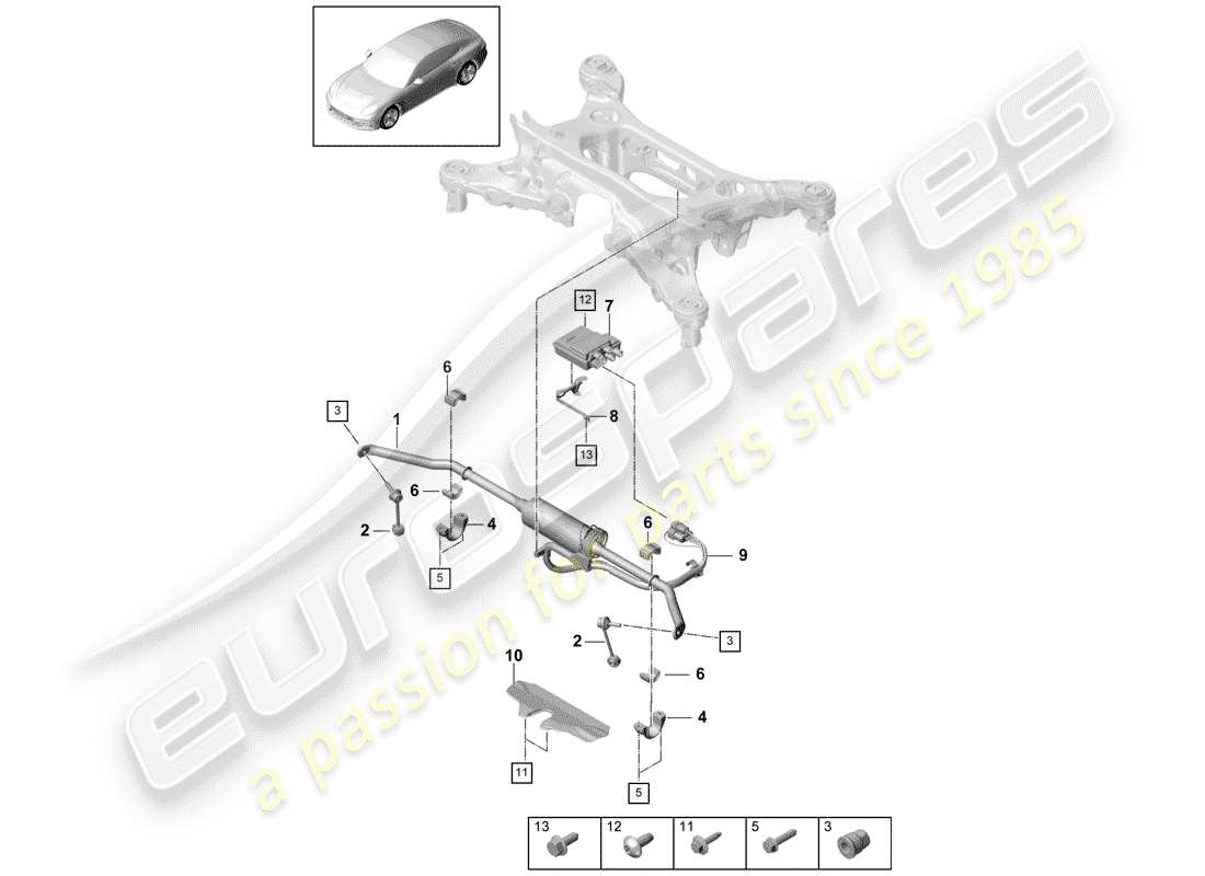 porsche panamera 971 (2019) diagramma delle parti stabilizzatore