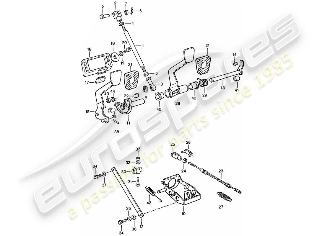 porsche 1986 (911) pedali diagramma delle parti