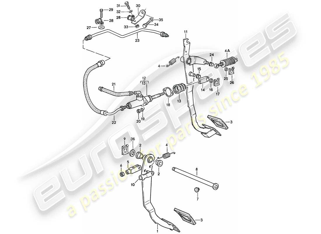 porsche 1982 (944) pedali diagramma delle parti