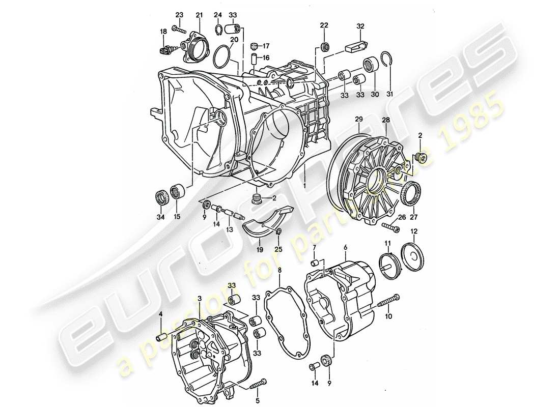 porsche 1994 (968) cambio manuale - trasmissione di ricambio - scatola trasmissione schema delle parti