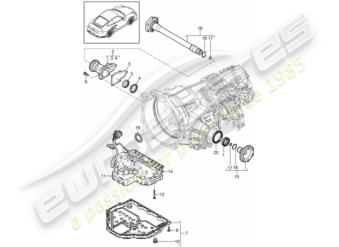 porsche 2013 (997-2 turbo / gt2 rs) - pdk - diagramma delle parti