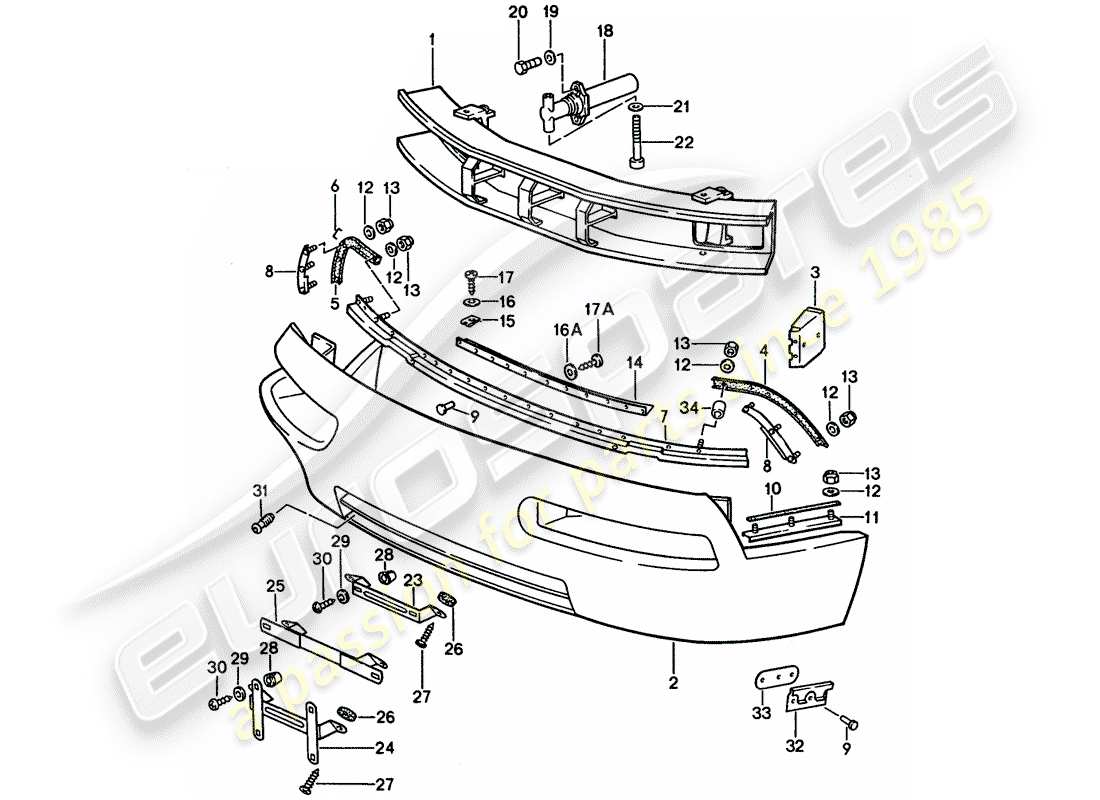 porsche 1994 (928) paraurti diagramma delle parti