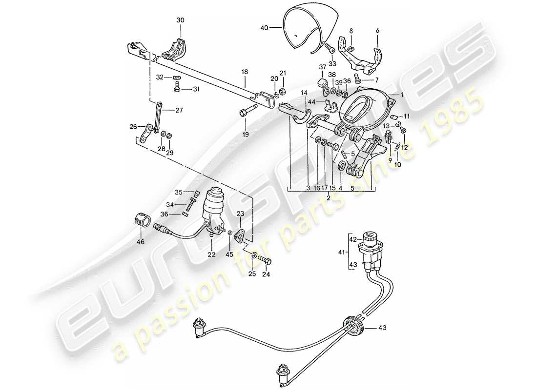 porsche 1990 (928) faro pop-up diagramma delle parti