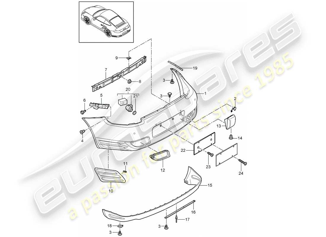 porsche 2013 (997-2 turbo / gt2 rs) liner diagramma delle parti