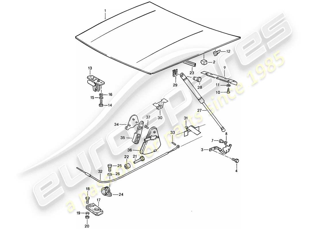 porsche 1986 (944) coperchio - attuatore diagramma delle parti