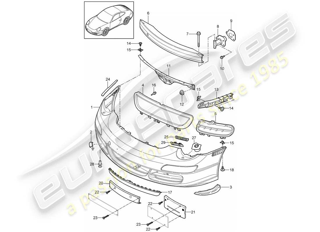 porsche 2009 (997-2) paraurti diagramma delle parti