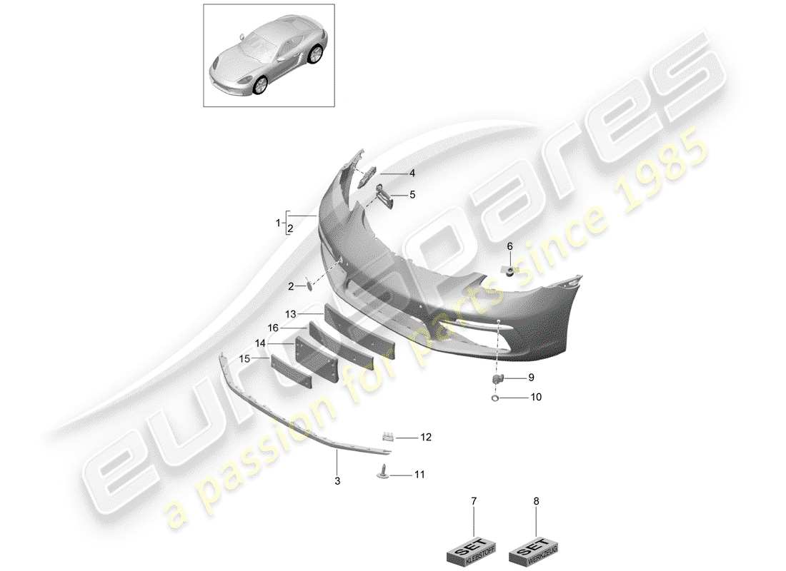 porsche 2018 (718 cayman) paraurti diagramma delle parti