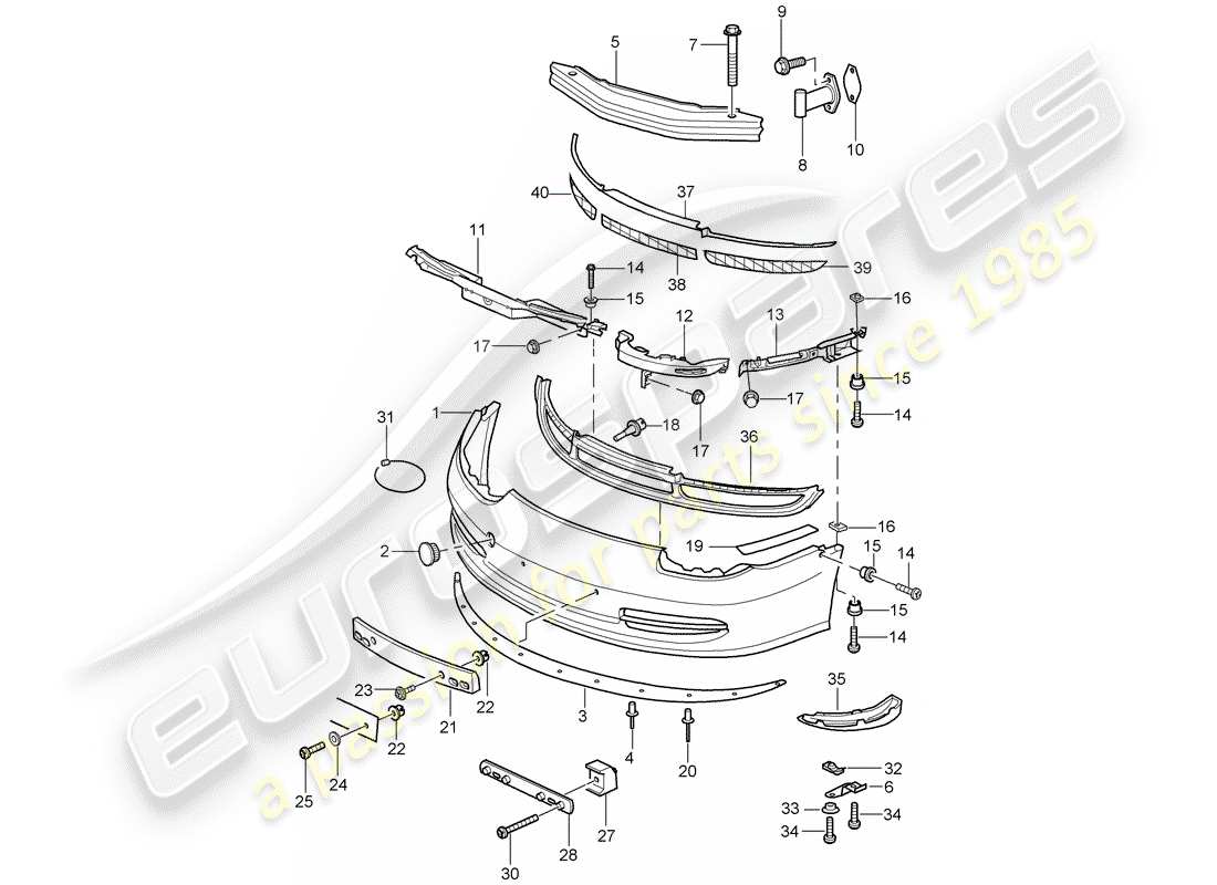 porsche 2003 (996 gt3) paraurti diagramma delle parti