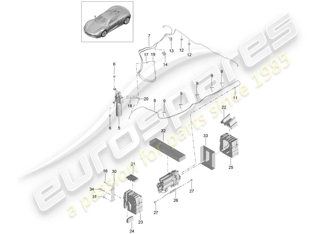 porsche 2015 (918 spyder) schema delle parti assale anteriore