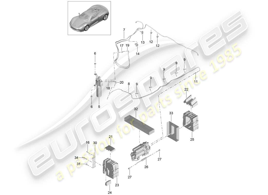 porsche 918 spyder (2015) schema delle parti assale anteriore
